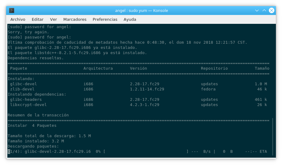 Instalando complementos de Fedora en 32 bits