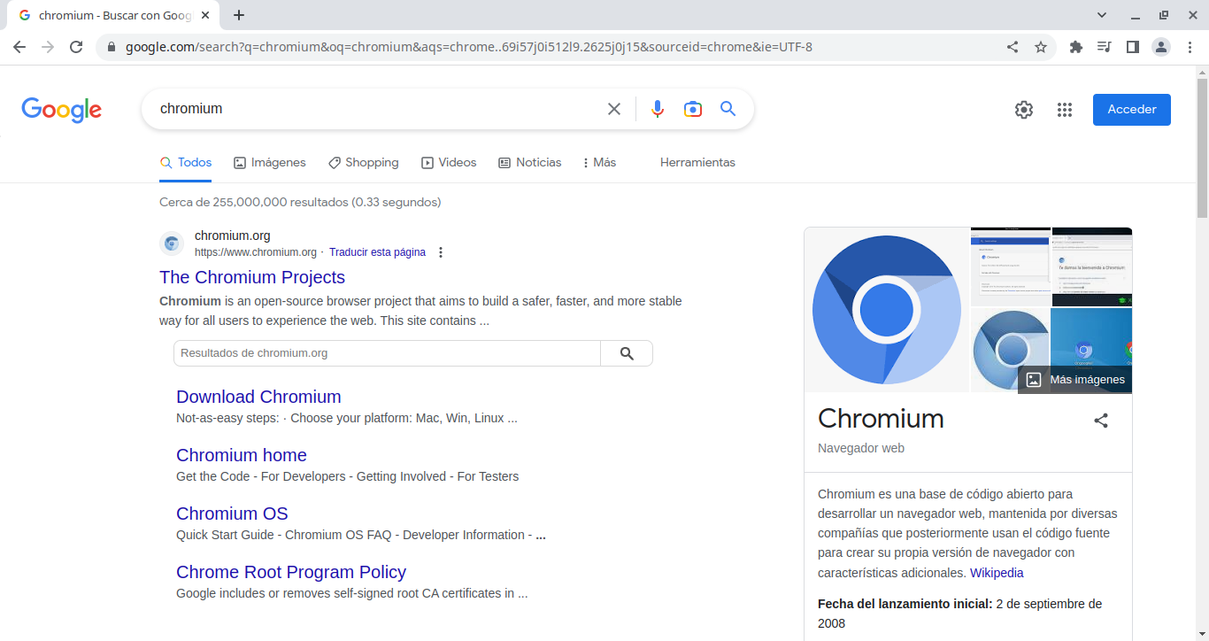 Chromium en Fedora 38