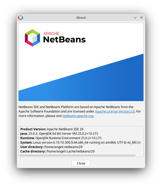 Apache NetBeans en Fedora 44