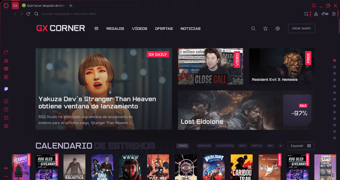Opera GX en Fedora 44